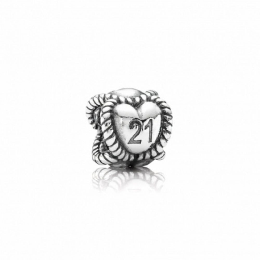 Authentic Pandora Sterling Silver Birthday Milestone 21 Bead 791048